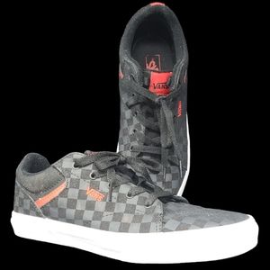 YOUTH VANS OFF THE WALL - BLACK CHECKERBOARD WITH RED SKATE SHOES YOUTH …